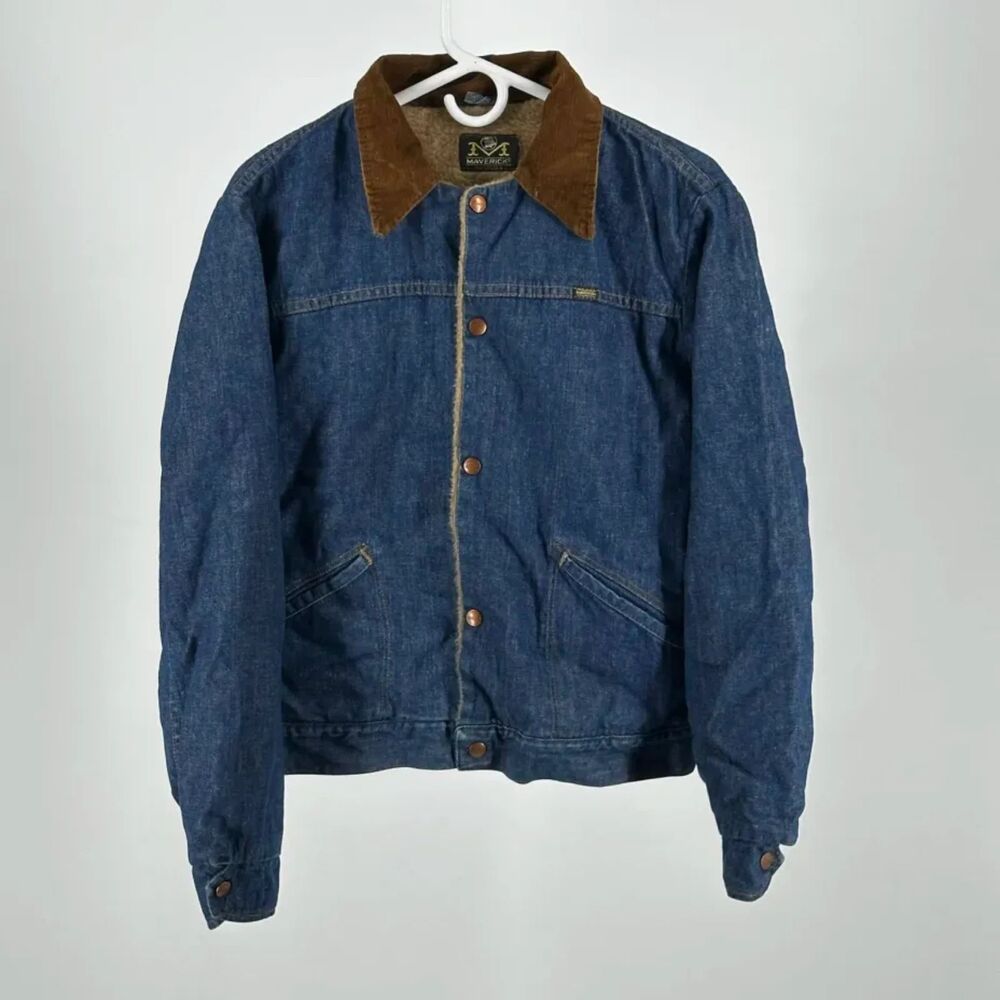 Vintage 60s Maverick Blue Bell Denim Detroit Style Jacket Sherpa Lined Size S